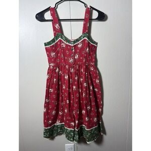 Vintage Omg Riedel German Dirndl Dress Red Hearts Oktoberfest Festival Milkmaid